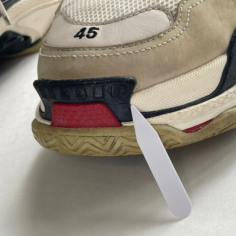Balenciaga Triple S Sneakers Size 45 / US 11 Beige White Red Distressed